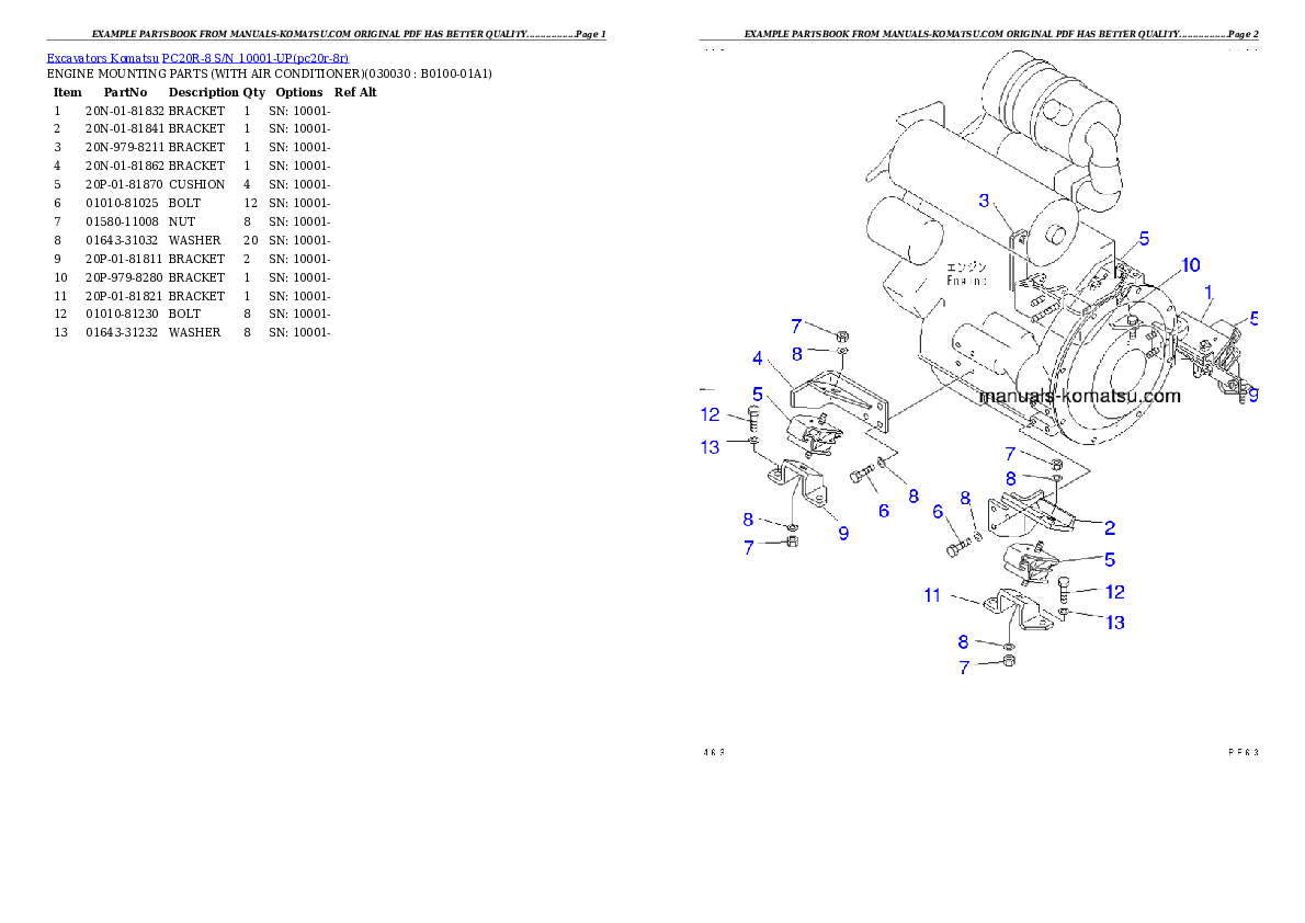 PC20R-8 S/N 10001-UP Partsbook