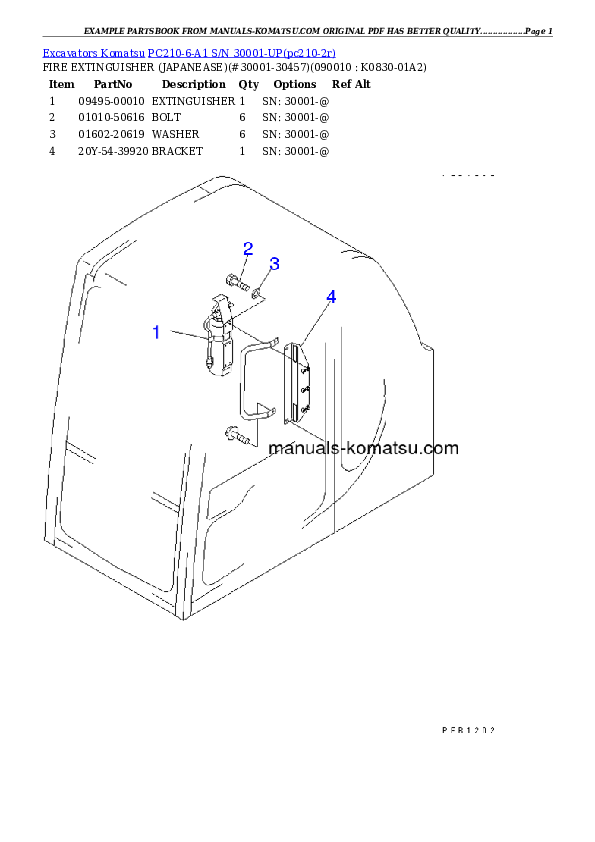 Protected: PC210-6-A1 S/N 30001-UP Partsbook