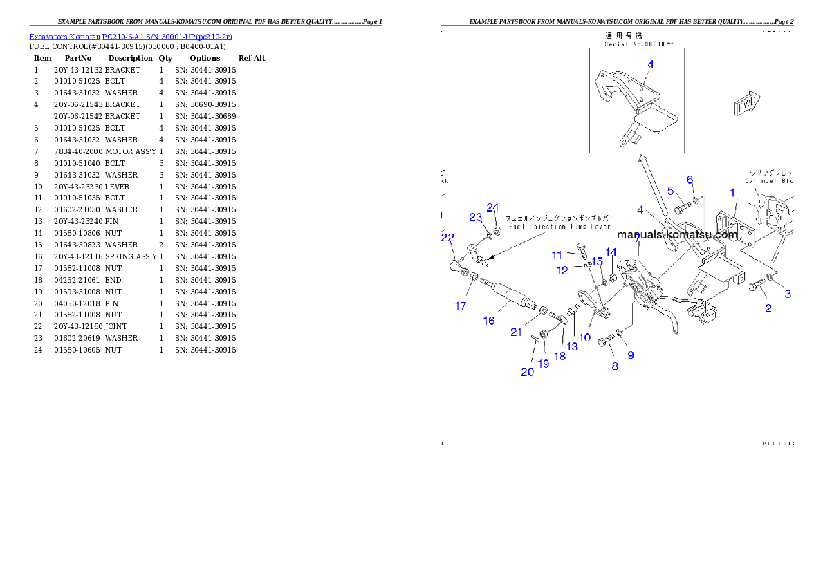 Protected: PC210-6-A1 S/N 30001-UP Partsbook