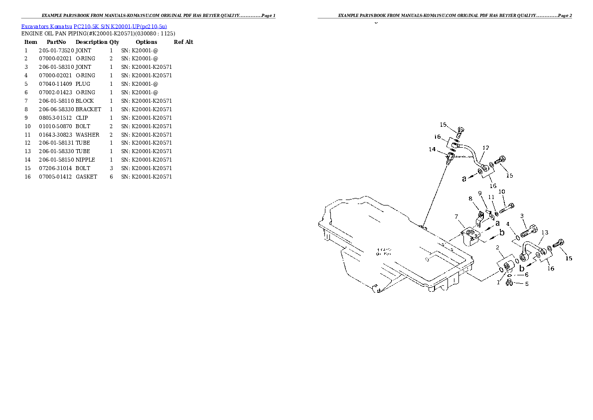 Protected: PC210-5K S/N K20001-UP Partsbook