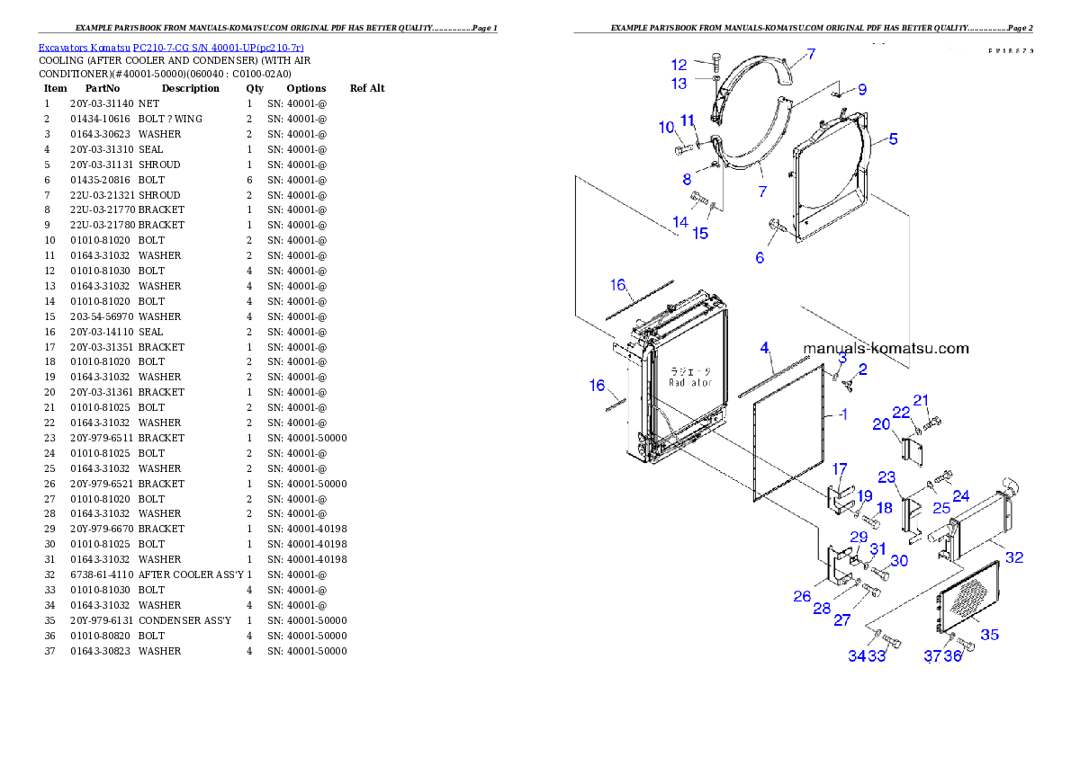 Protected: PC210-7-CG S/N 40001-UP Partsbook