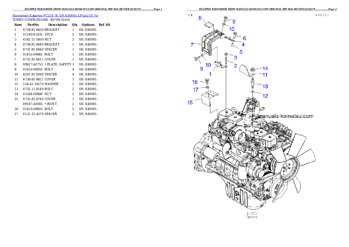 Protected: PC210-7K S/N K40001-UP Partsbook