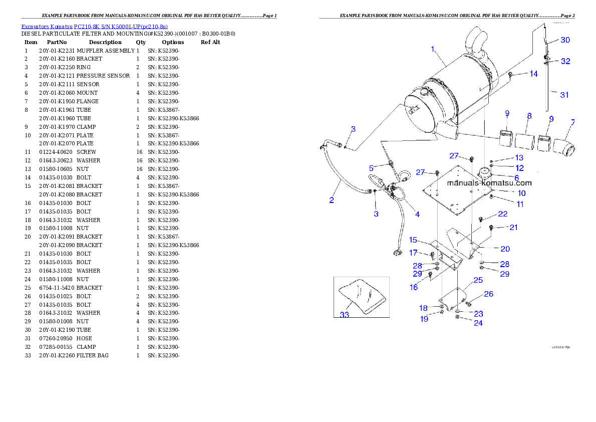 Protected: PC210-8K S/N K50001-UP Partsbook
