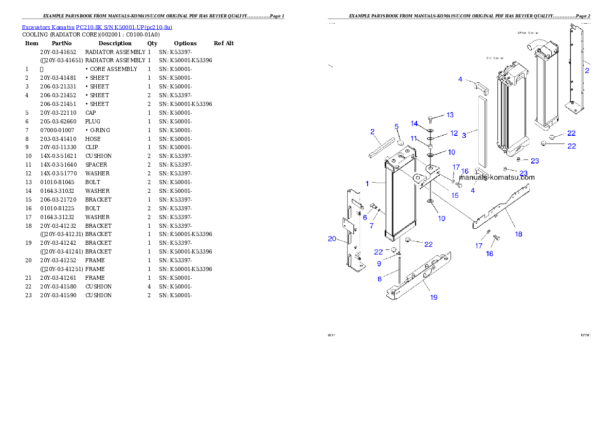Protected: PC210-8K S/N K50001-UP Partsbook