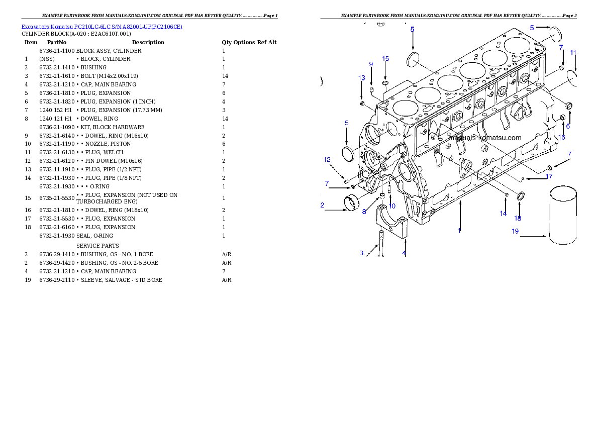 Protected: PC210LC-6LC S/N A82001-UP Partsbook