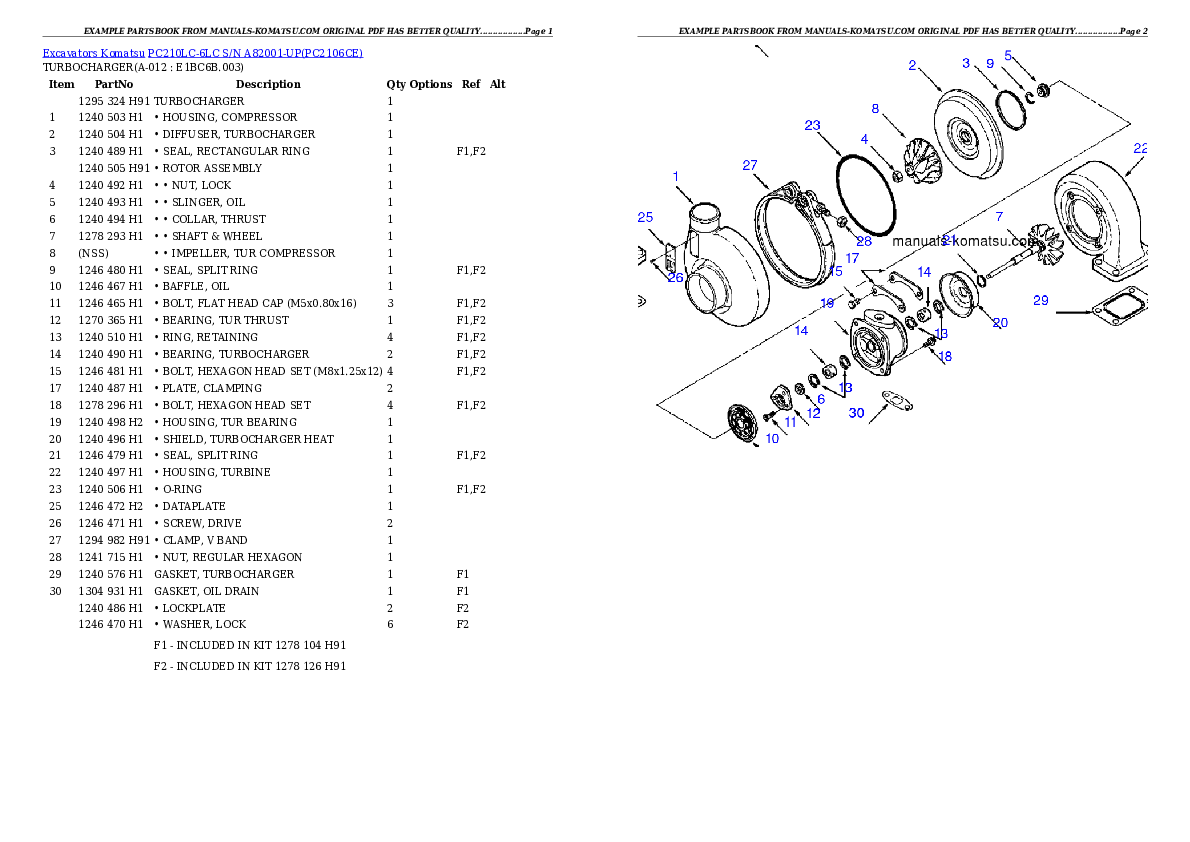 Protected: PC210LC-6LC S/N A82001-UP Partsbook