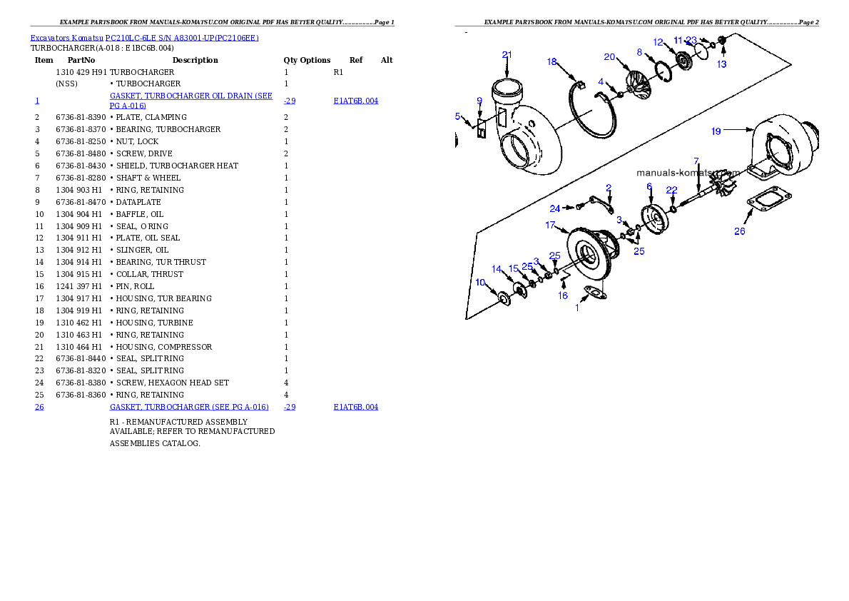 Protected: PC210LC-6LE S/N A83001-UP Partsbook