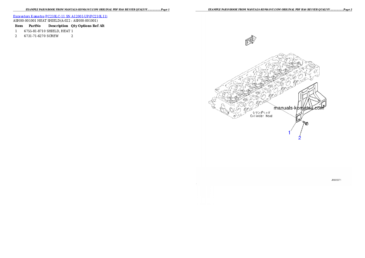 Protected: PC210LC-11 SN A12001-UP Partsbook