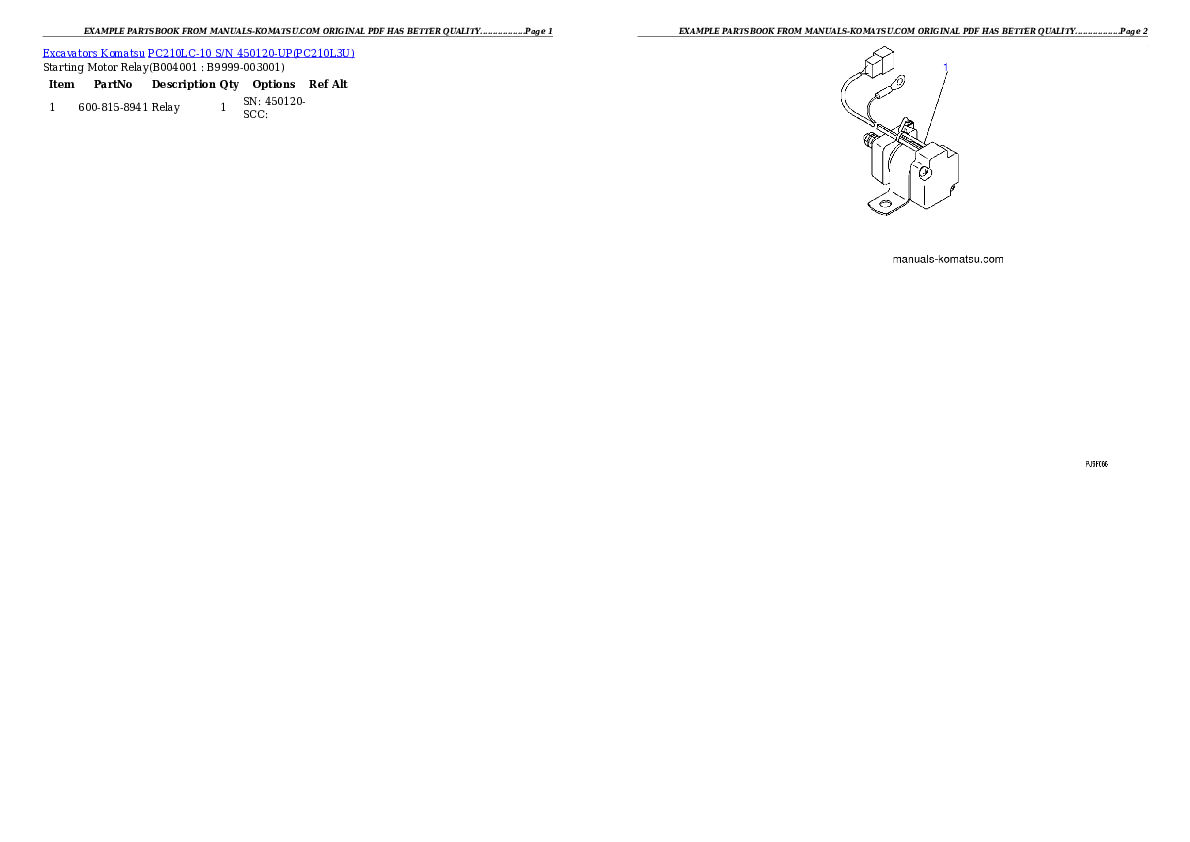 Protected: PC210LC-10 S/N 450120-UP Partsbook