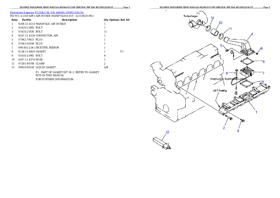 Protected: PC210LC-6L S/N A80001-UP Partsbook