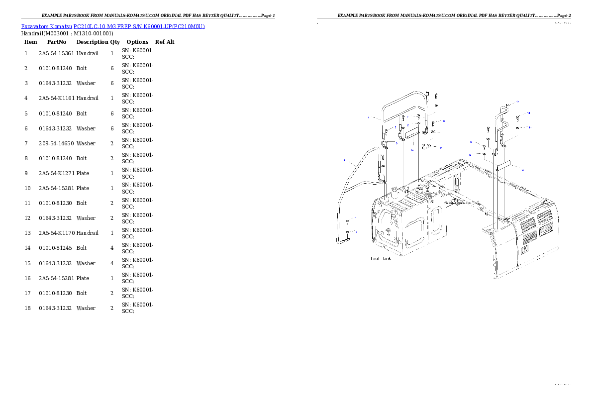Protected: PC210LC-10 MG PREP S/N K60001-UP Partsbook