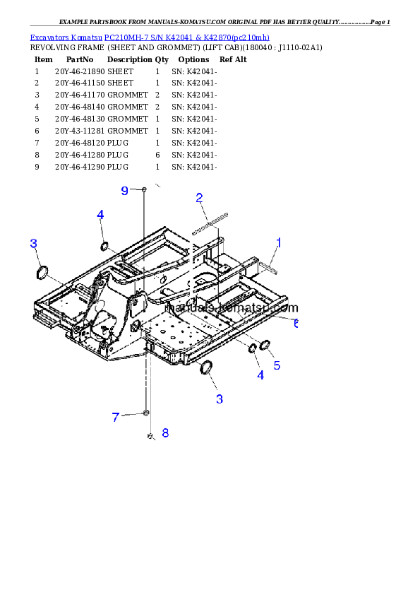 Protected: PC210MH-7 S/N K42041 & K42870 Partsbook