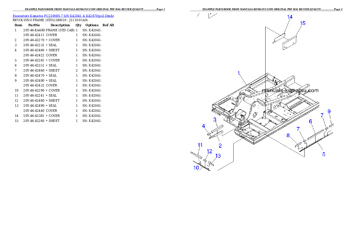 Protected: PC210MH-7 S/N K42041 & K42870 Partsbook
