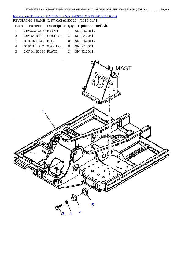 Protected: PC210MH-7 S/N K42041 & K42870 Partsbook
