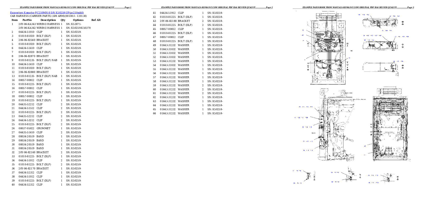 PC210MH-8 S/N K50259-UP Partsbook
