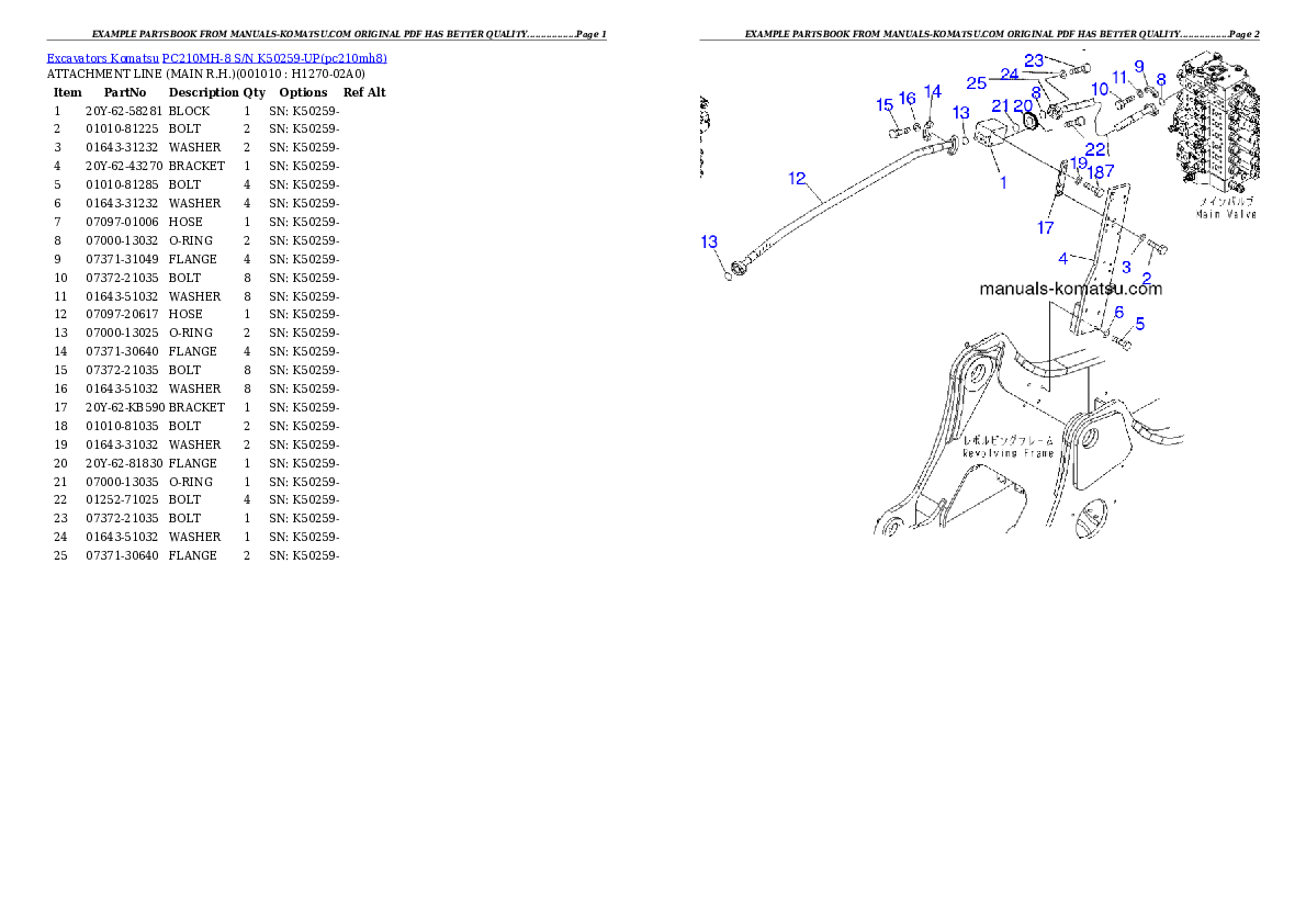 Protected: PC210MH-8 S/N K50259-UP Partsbook