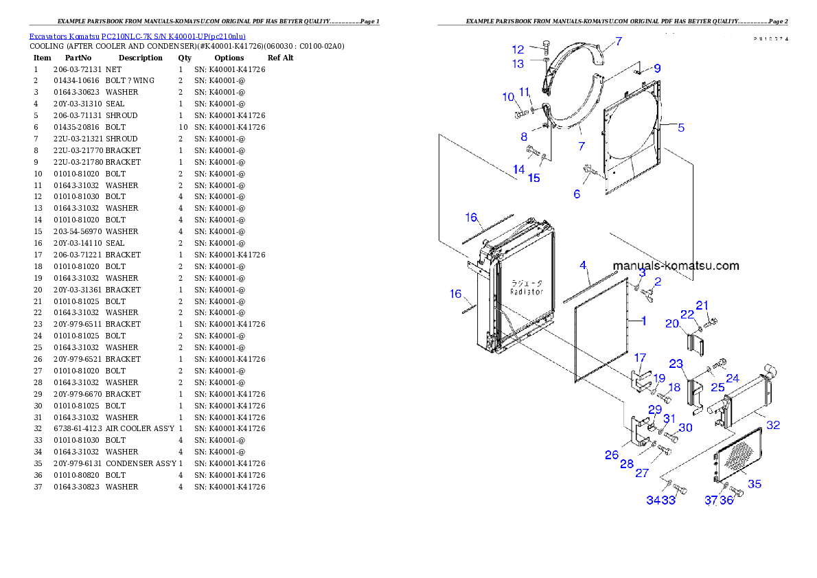 Protected: PC210NLC-7K S/N K40001-UP Partsbook