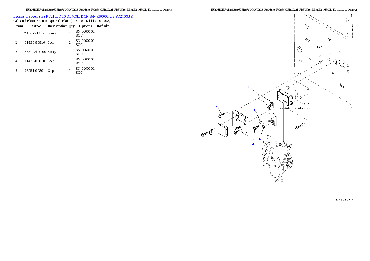 Protected: PC210LC-10 DEMOLITION S/N K60001-Up Partsbook