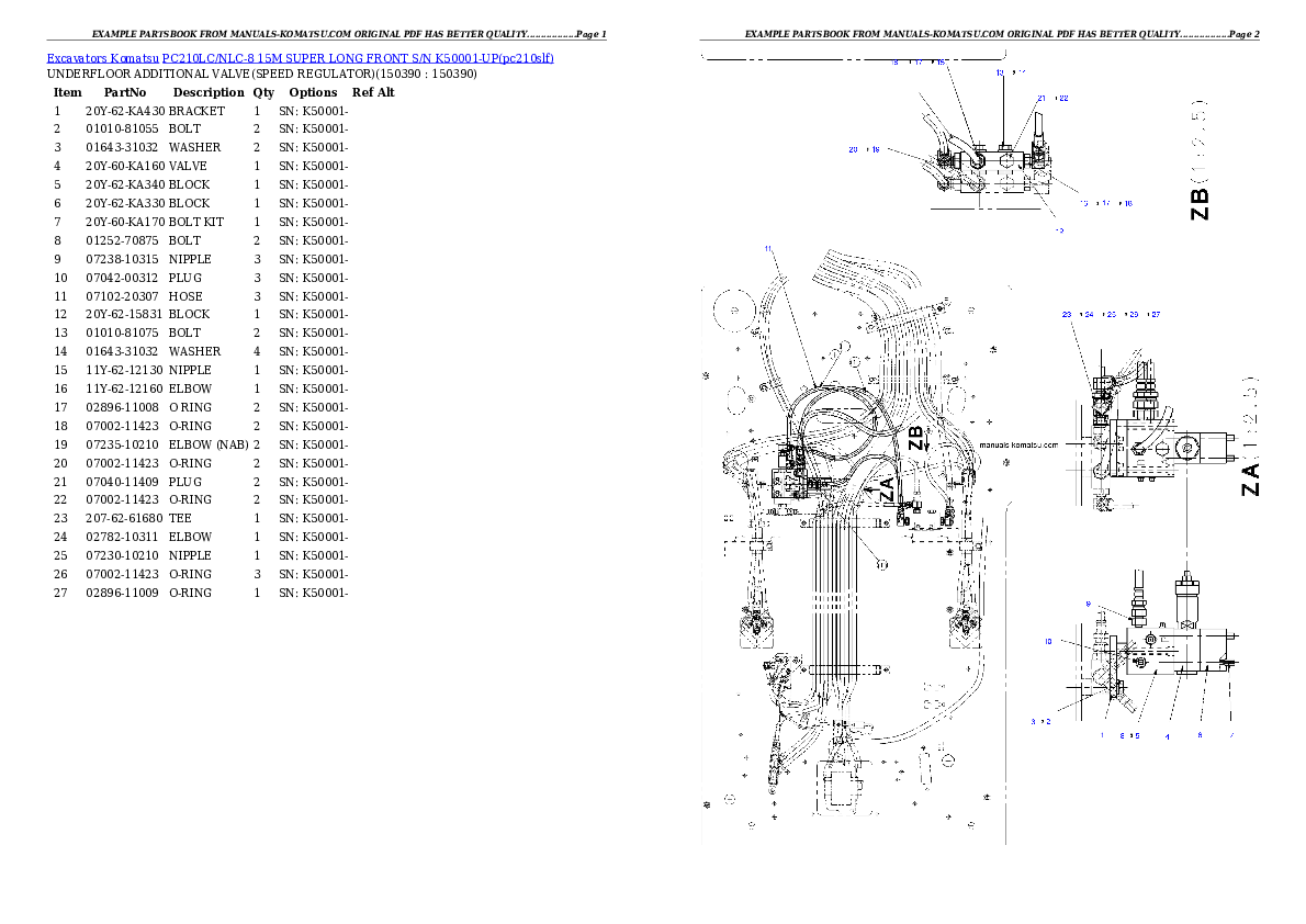 Protected: PC210LC/NLC-8 15M SUPER LONG FRONT S/N K50001-UP Partsbook