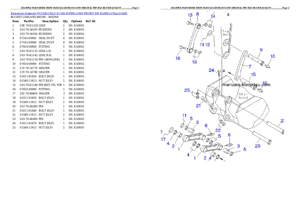 Protected: PC210LC/NLC-8 15M SUPER LONG FRONT S/N K50001-UP Partsbook