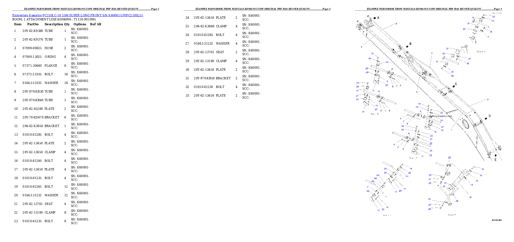 Protected: PC210LC-10 15M SUPER LONG FRONT S/N K60001-UP Partsbook