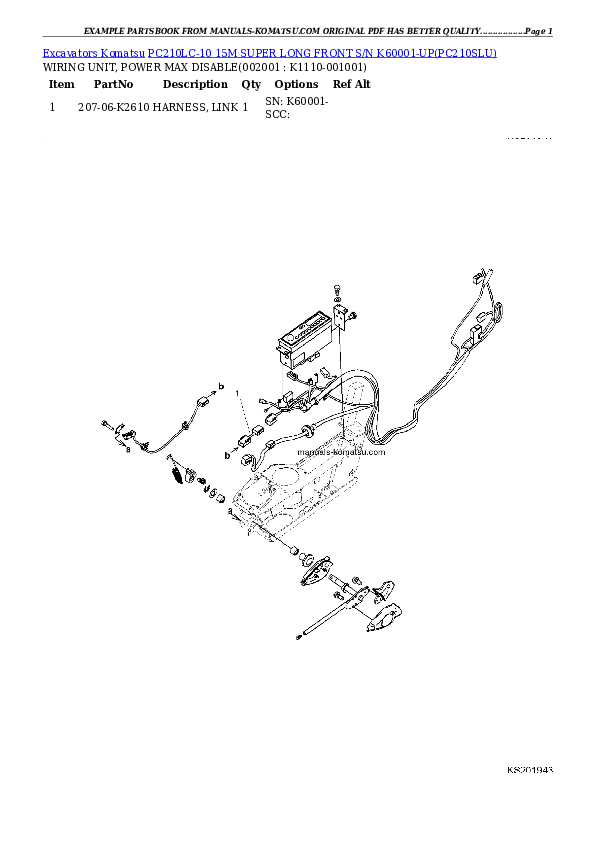 Protected: PC210LC-10 15M SUPER LONG FRONT S/N K60001-UP Partsbook