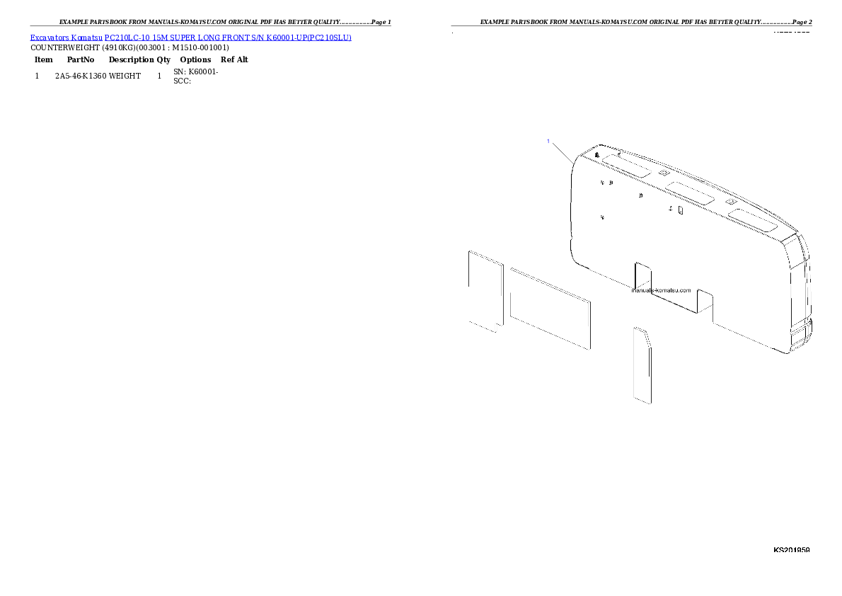 Protected: PC210LC-10 15M SUPER LONG FRONT S/N K60001-UP Partsbook