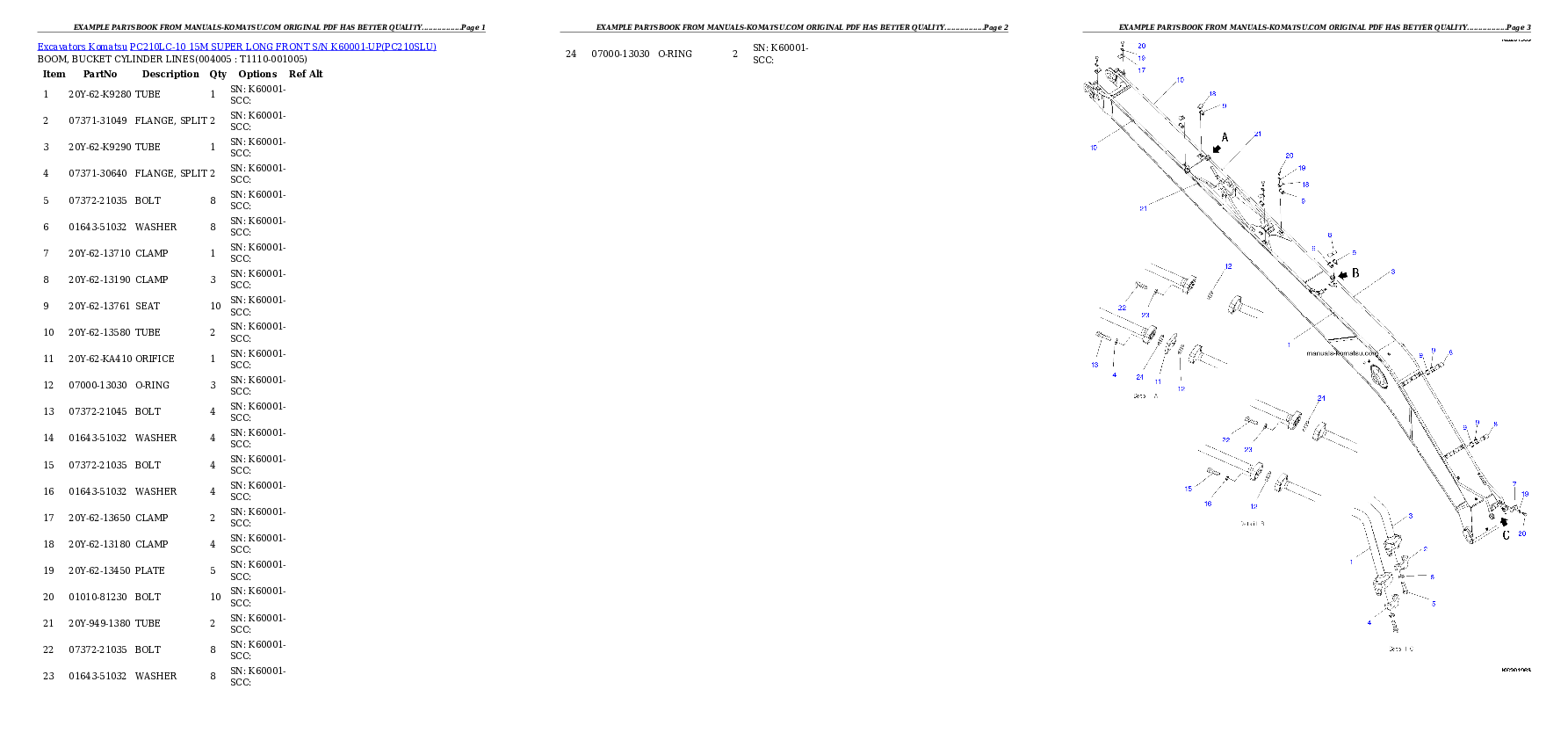 Protected: PC210LC-10 15M SUPER LONG FRONT S/N K60001-UP Partsbook