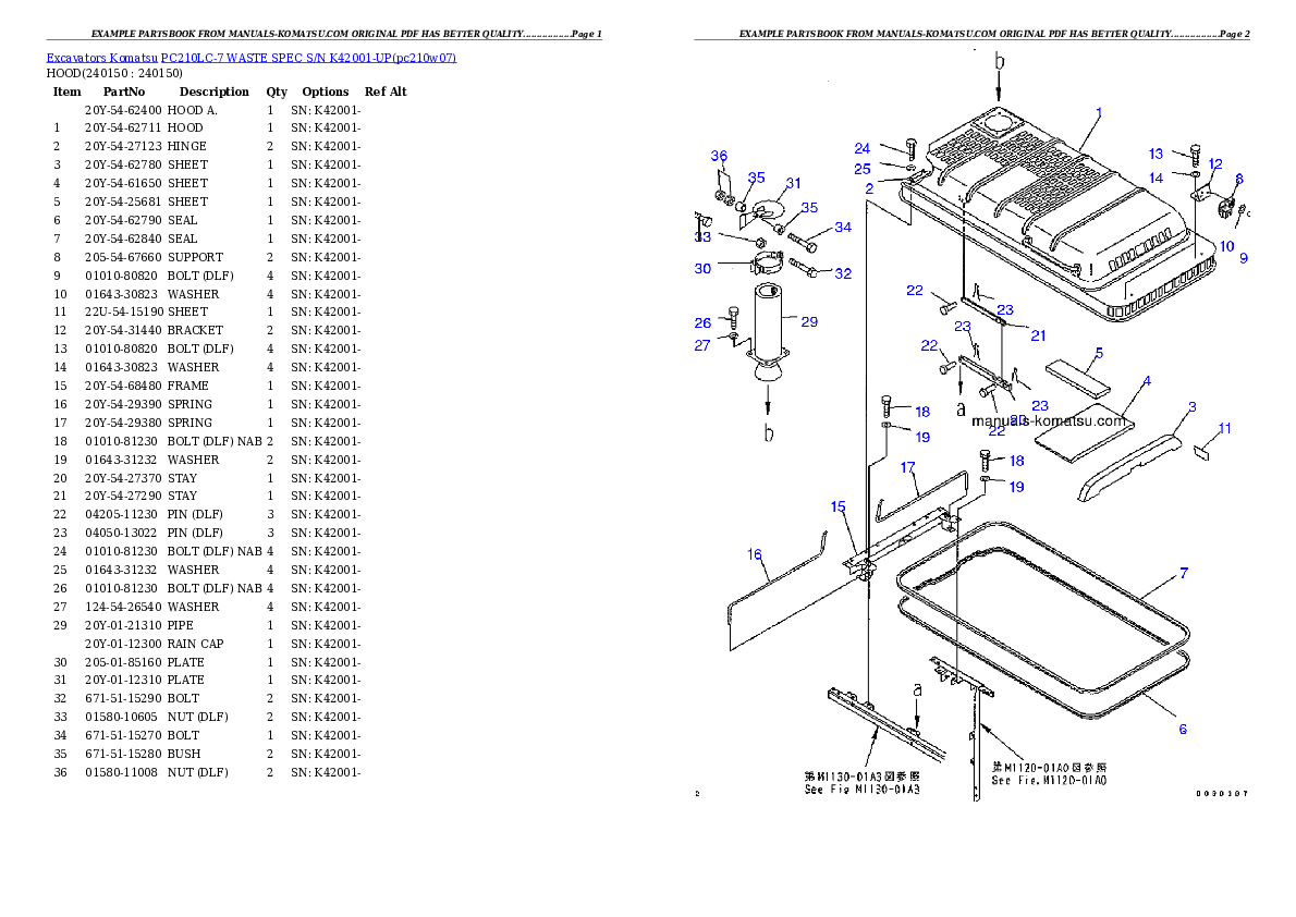 Protected: PC210LC-7 WASTE SPEC S/N K42001-UP Partsbook