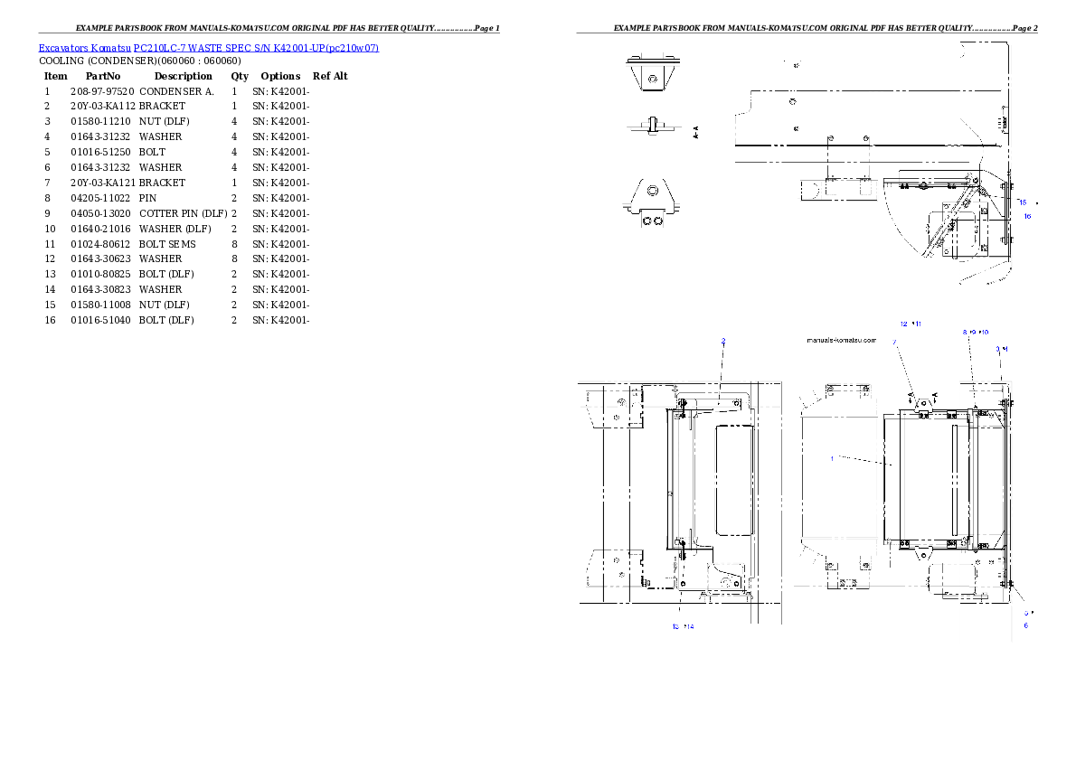 Protected: PC210LC-7 WASTE SPEC S/N K42001-UP Partsbook