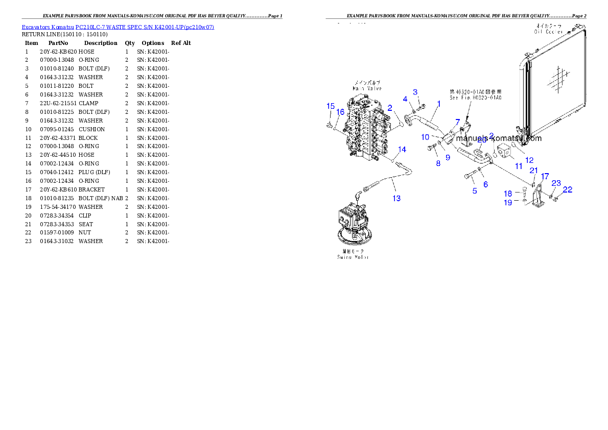 Protected: PC210LC-7 WASTE SPEC S/N K42001-UP Partsbook
