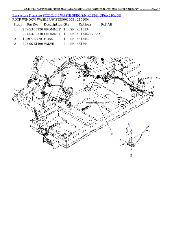 Protected: PC210LC-8 WASTE SPEC S/N K51244-UP Partsbook