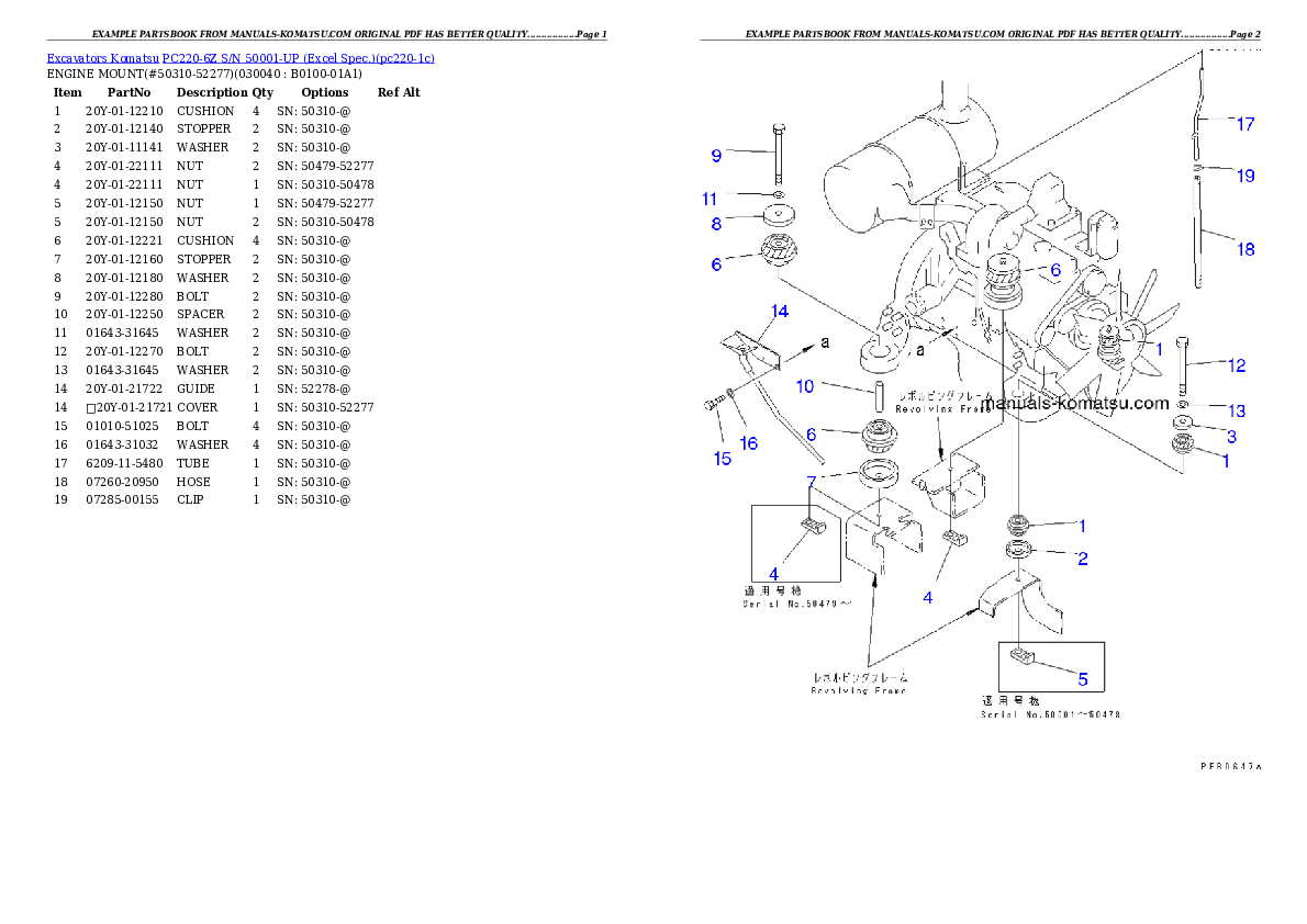 Protected: PC220-6Z S/N 50001-UP (Excel Spec.) Partsbook
