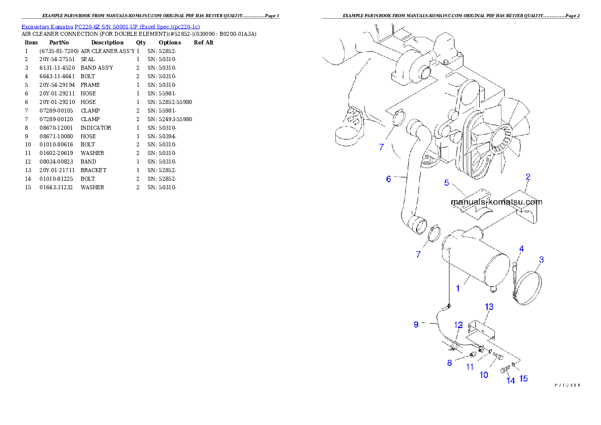Protected: PC220-6Z S/N 50001-UP (Excel Spec.) Partsbook