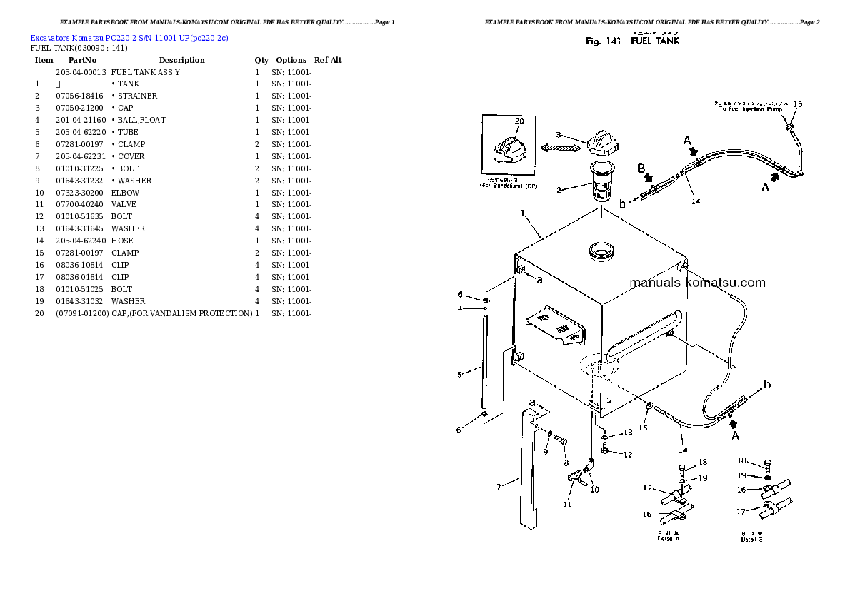 Protected: PC220-2 S/N 11001-UP Partsbook