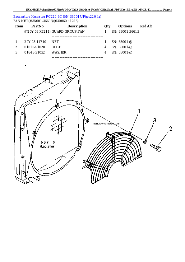 Protected: PC220-5C S/N 35001-UP Partsbook