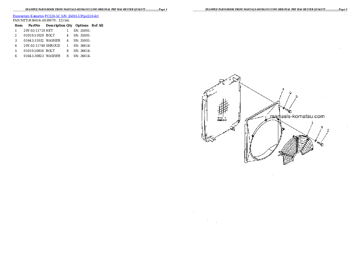 Protected: PC220-5C S/N 35001-UP Partsbook