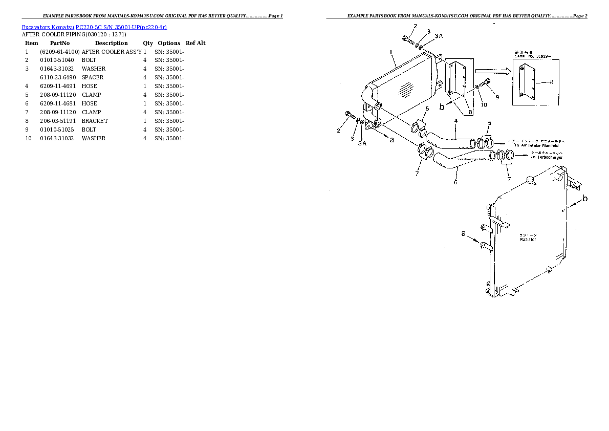 Protected: PC220-5C S/N 35001-UP Partsbook