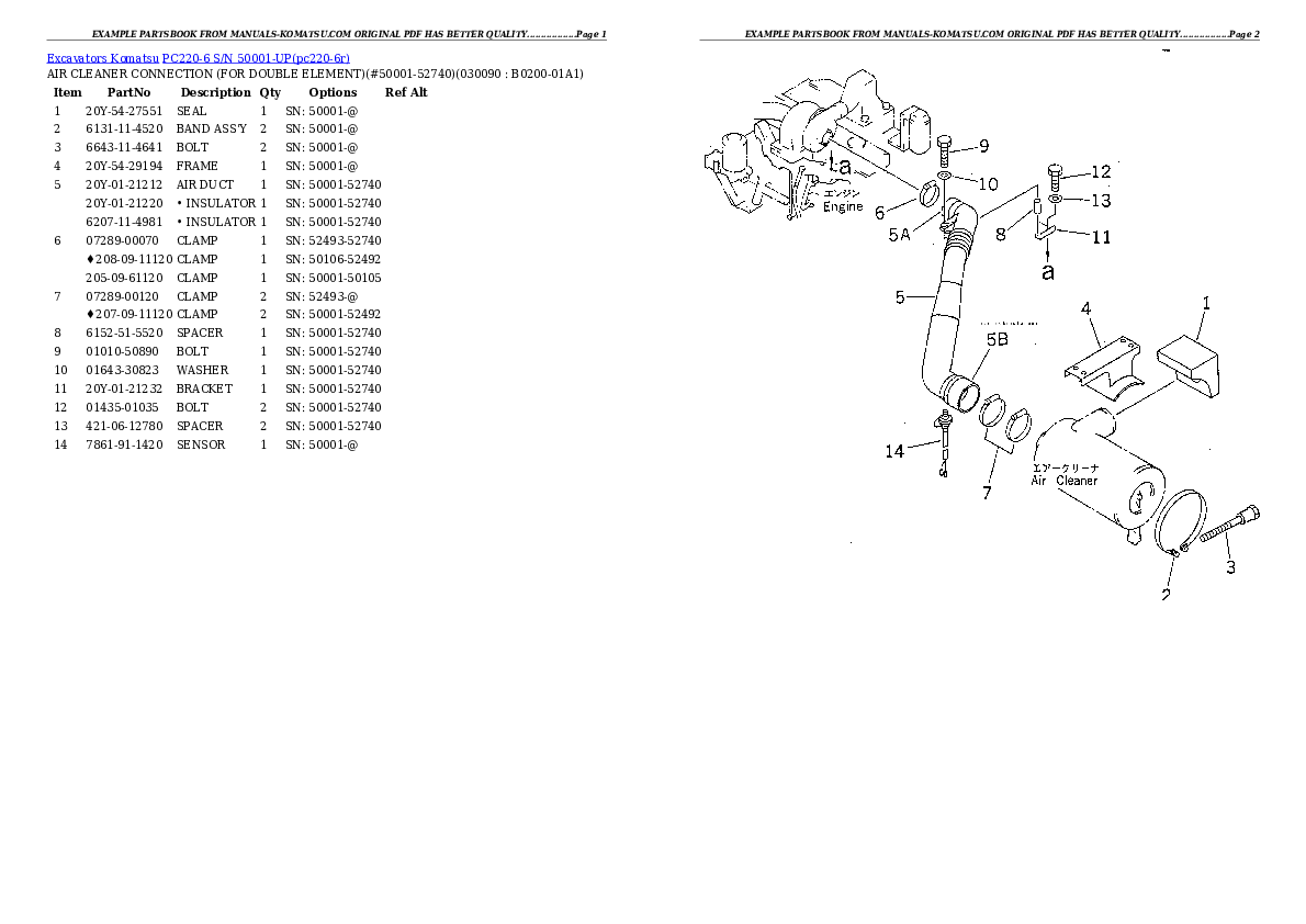 Protected: PC220-6 S/N 50001-UP Partsbook