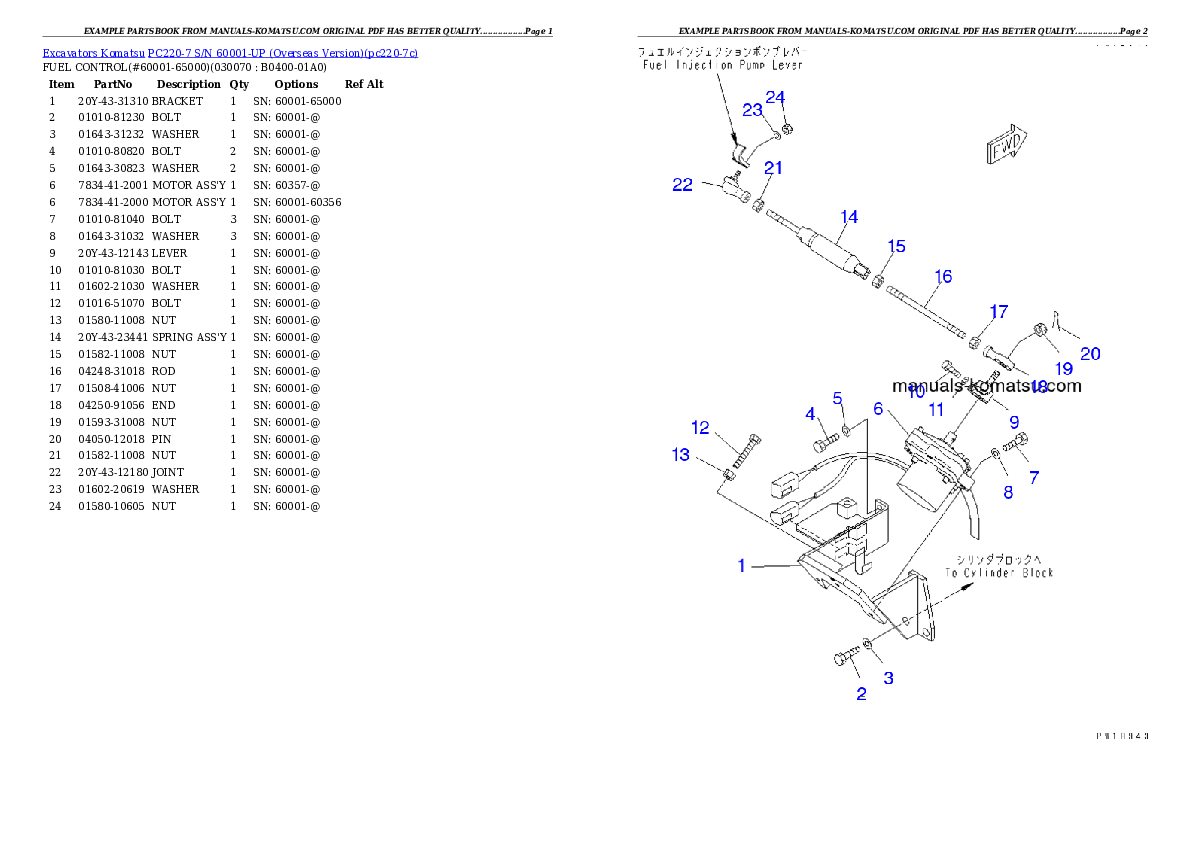 Protected: PC220-7 S/N 60001-UP (Overseas Version) Partsbook