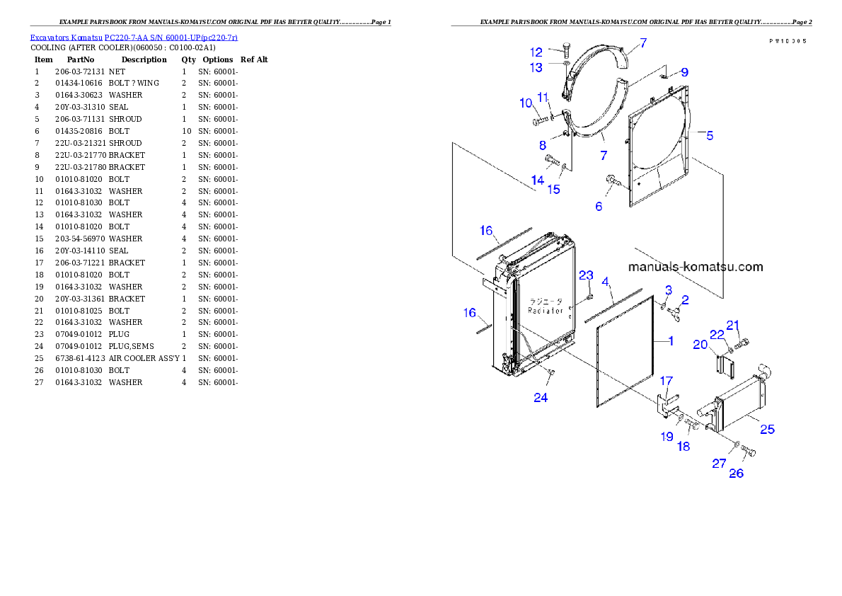 Protected: PC220-7-AA S/N 60001-UP Partsbook