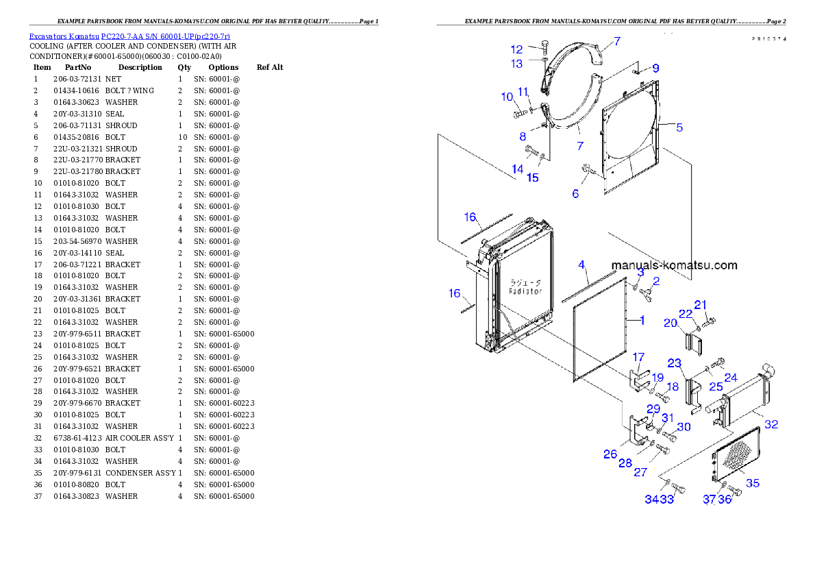 Protected: PC220-7-AA S/N 60001-UP Partsbook