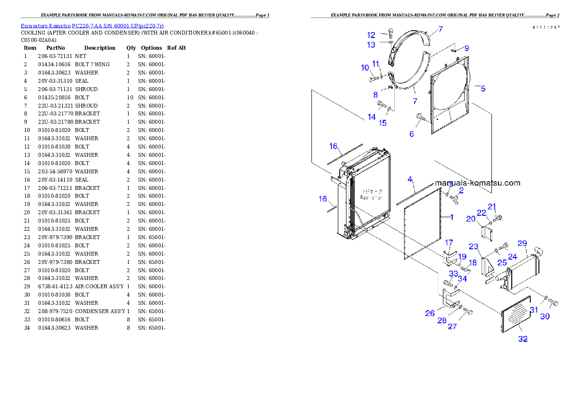 Protected: PC220-7-AA S/N 60001-UP Partsbook