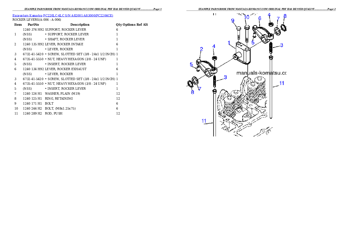 Protected: PC220LC-6LC S/N A82001-A83000 Partsbook