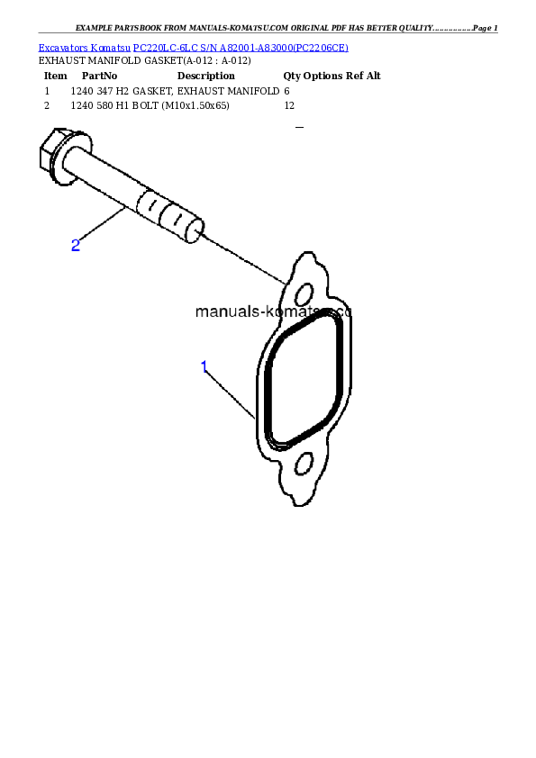 Protected: PC220LC-6LC S/N A82001-A83000 Partsbook
