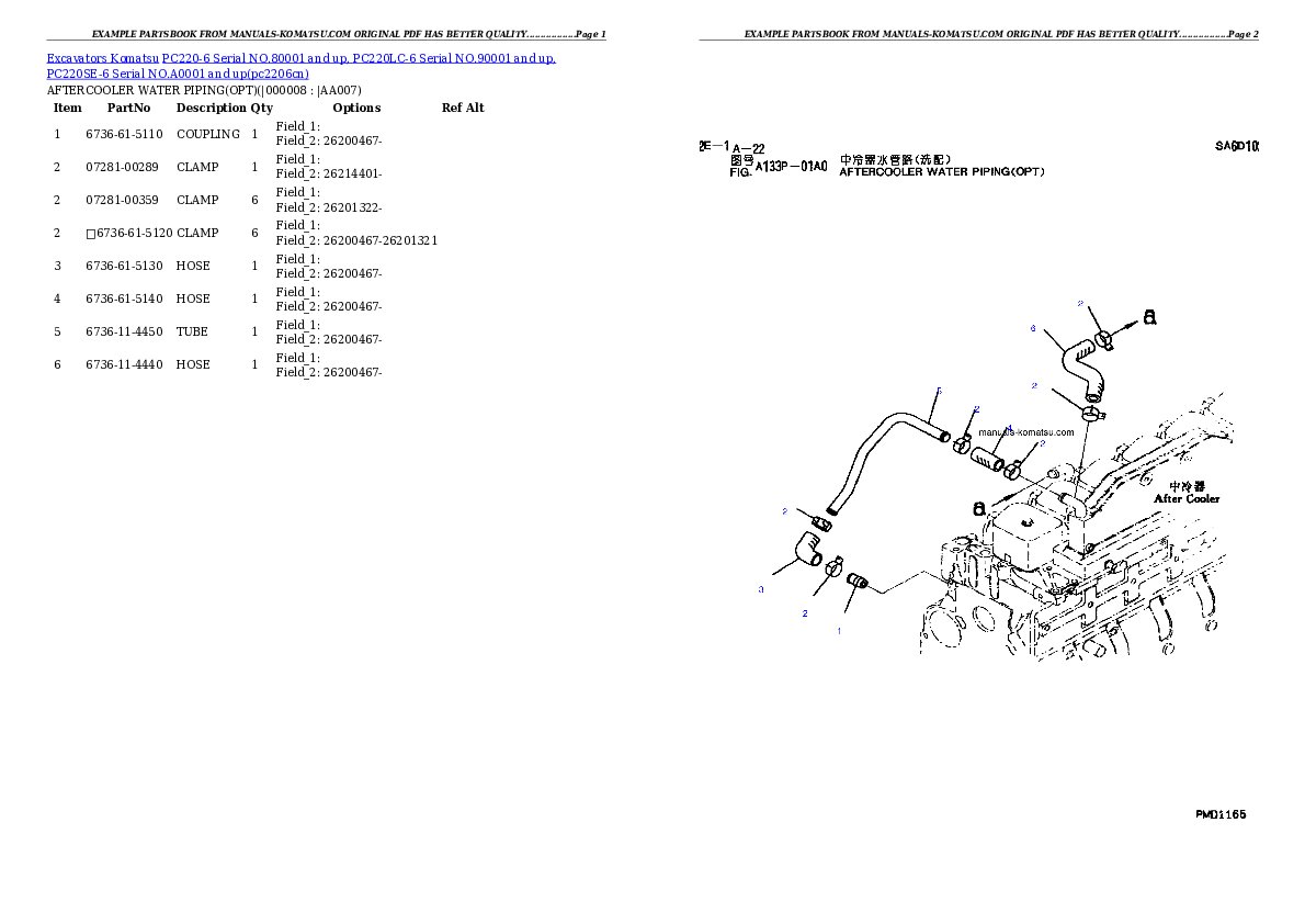 Protected: PC220-6 Serial NO.80001 and up, PC220LC-6 Serial NO.90001 and up, PC220SE-6 Serial NO.A0001 and up Partsbook