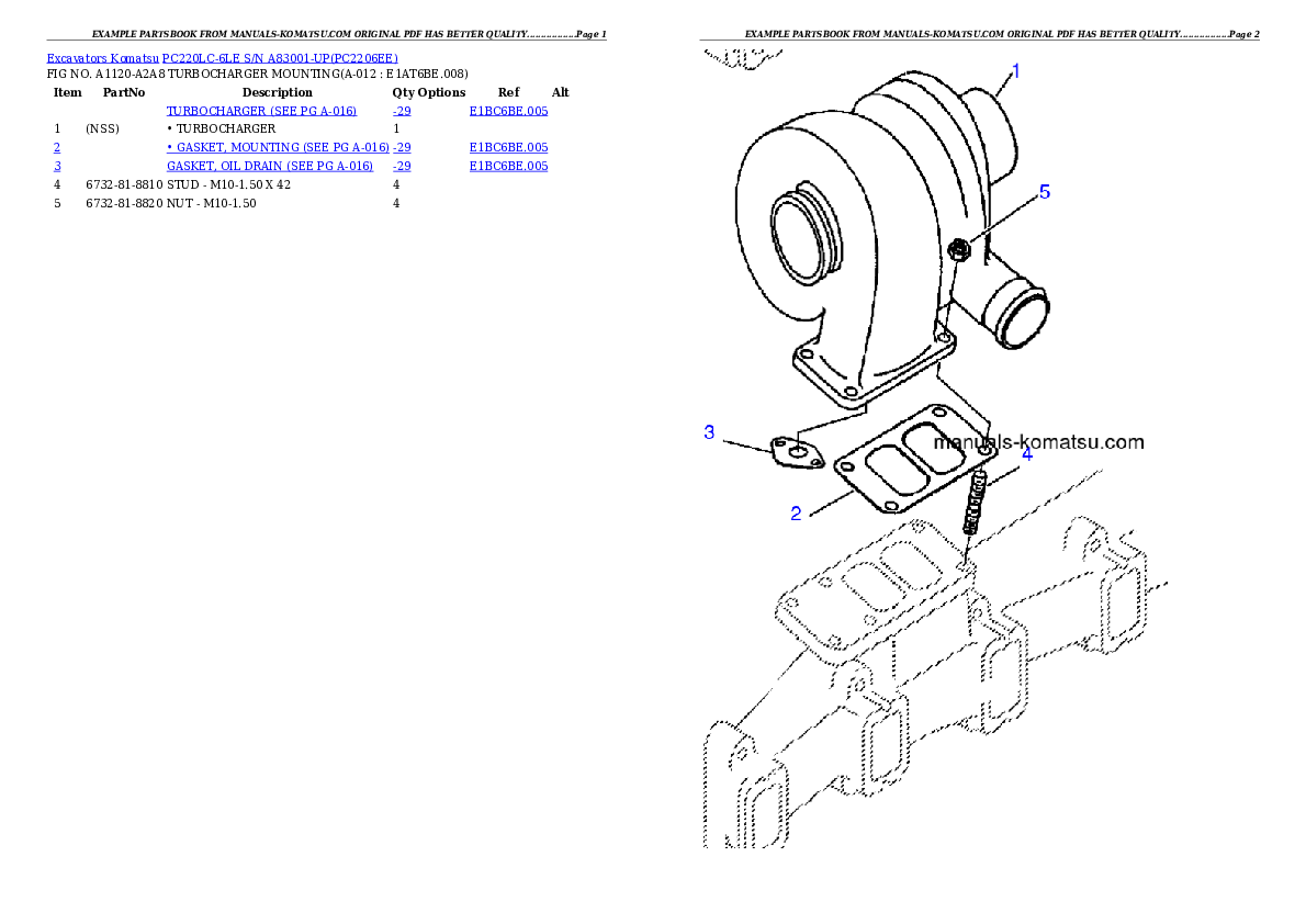 Protected: PC220LC-6LE S/N A83001-UP Partsbook