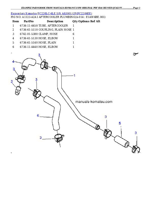 Protected: PC220LC-6LE S/N A83001-UP Partsbook
