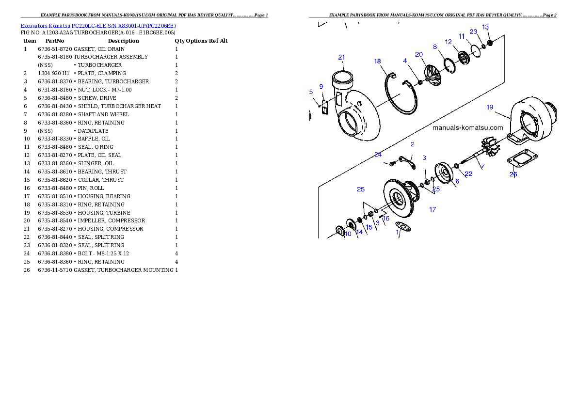 Protected: PC220LC-6LE S/N A83001-UP Partsbook