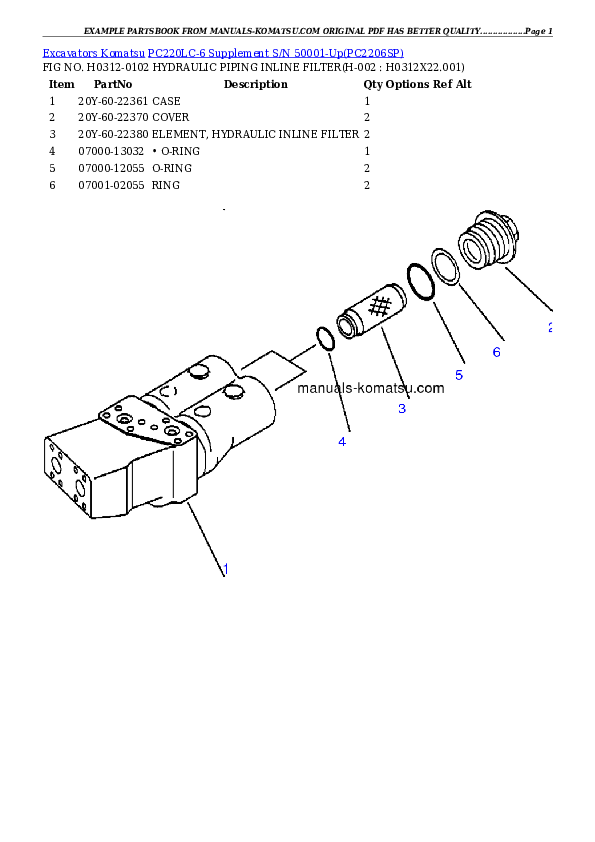 Protected: PC220LC-6 Supplement S/N 50001-Up Partsbook